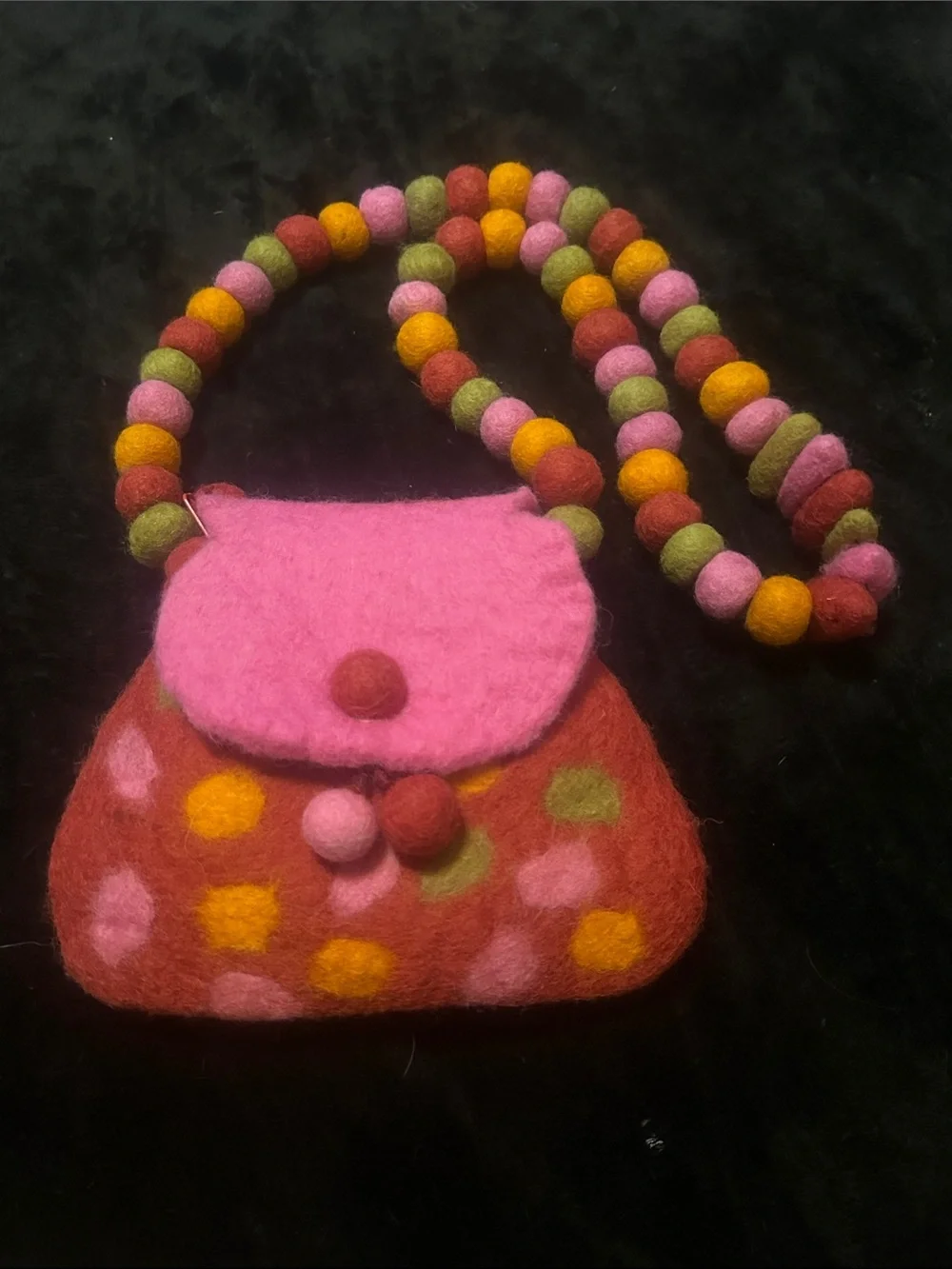 RISING TIDE Vibrant Felt Polka Dot Crossbody Shoulder Bag - Pink & Multicolor